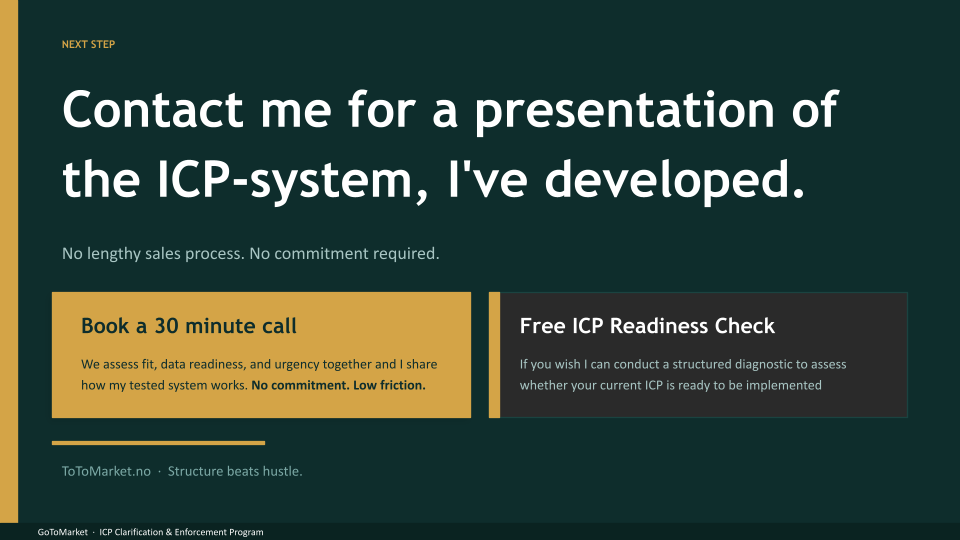 ICP for B2B og SaaS selskaper - Gregory Gjini tilbyr et program. Ta kontakt